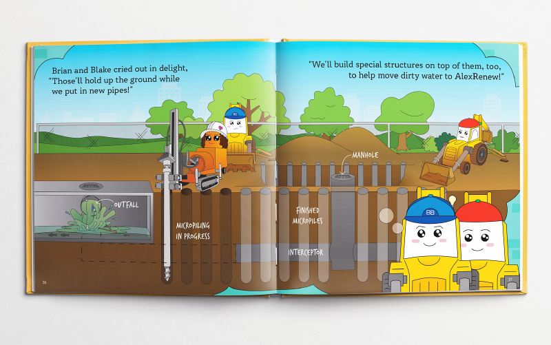 A spread from The Backhoe Brothers Dig Deep