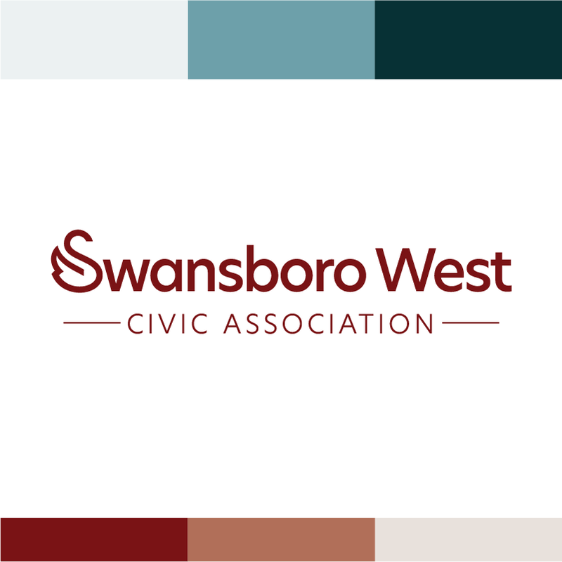 Swansboro West logo with brand colors above and below