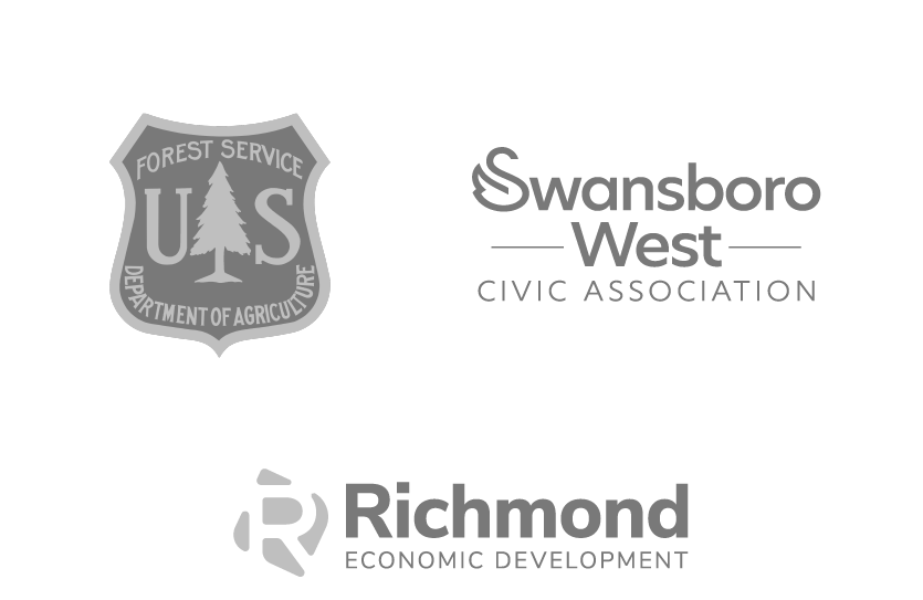 United States Forest Service logo, Swansboro West Civic Association logo, and Richmond Economic Development logo