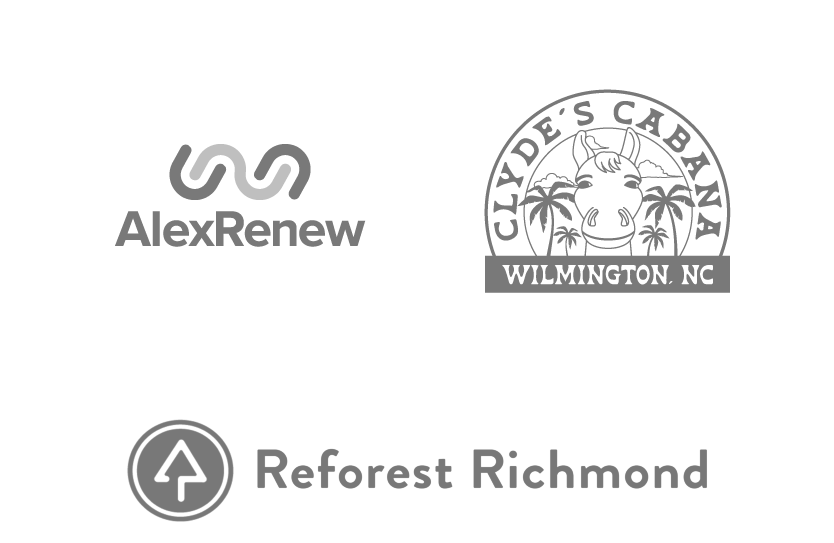 AlexRenew logo, Clyde's Cabana logo, and Reforest Richmond logo